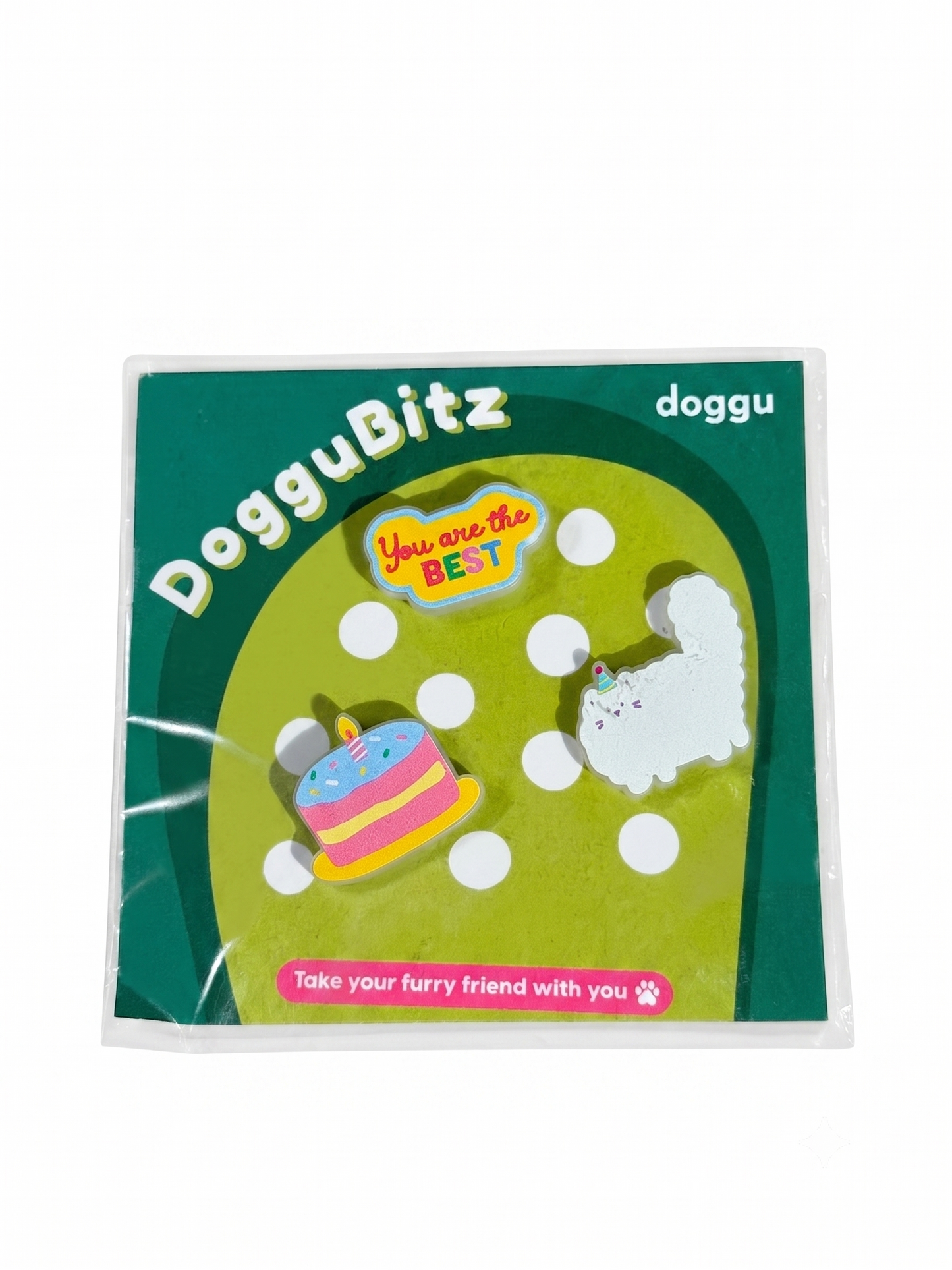 DogguBitz You Are the Best Charm Set – Birthday Cake & Fluffy Cat Pet Charms