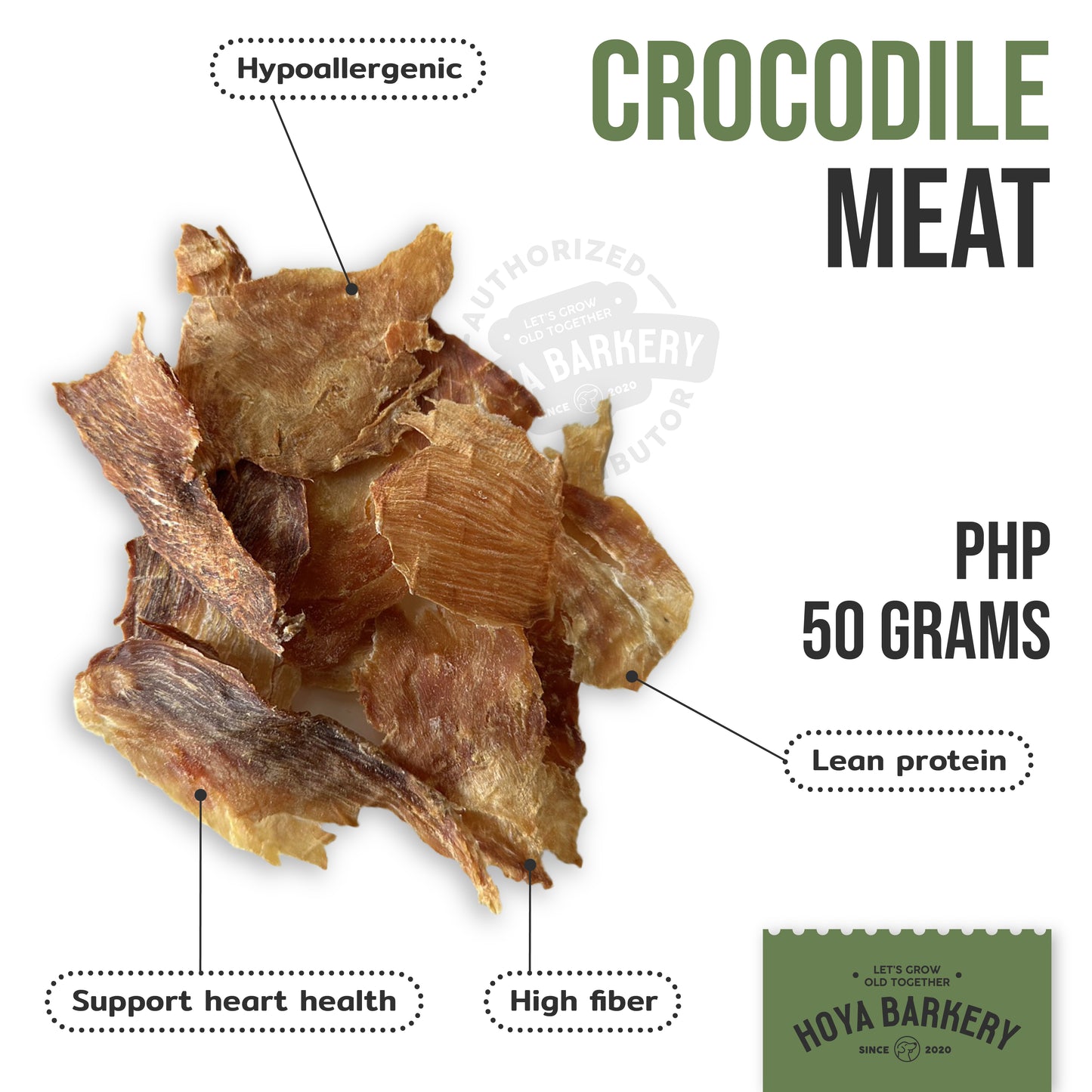 Hoya Barkery - Crocodile Meat (Dehydrated, 50g)