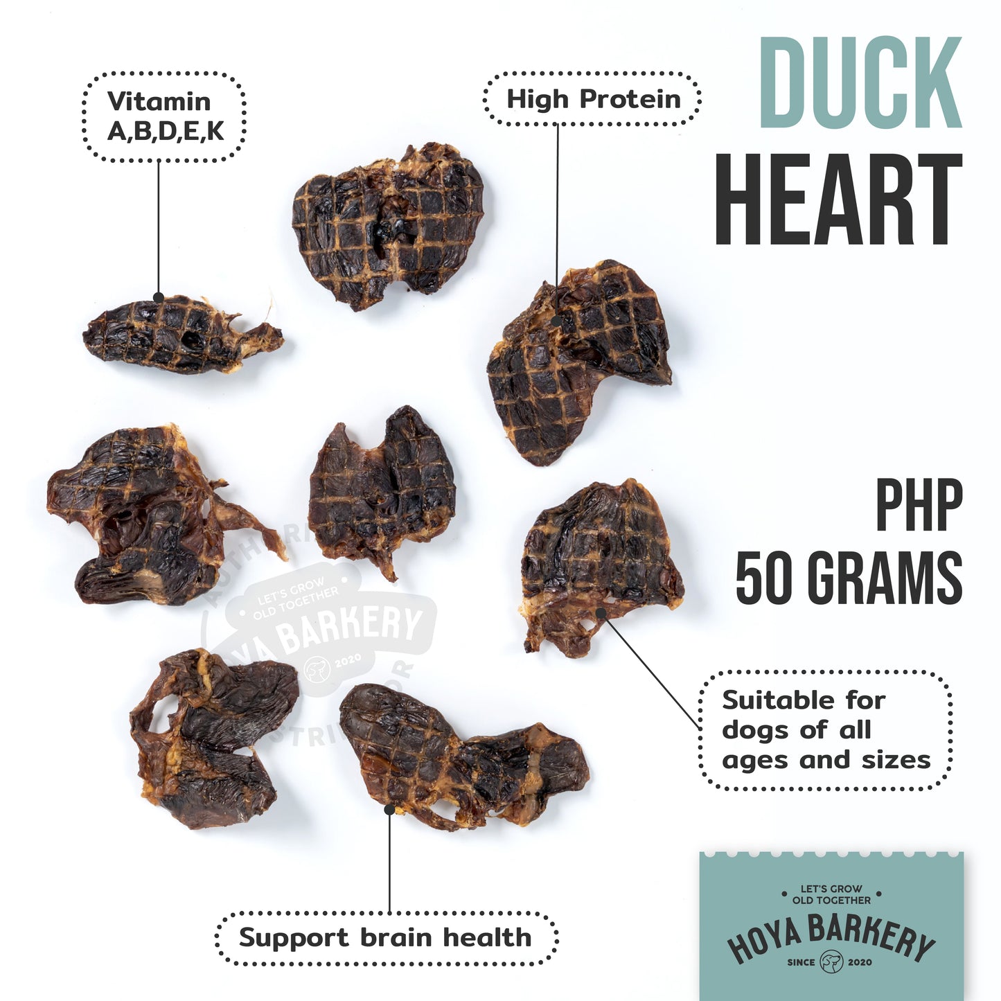 Hoya Barkery - Duck Heart, 50g