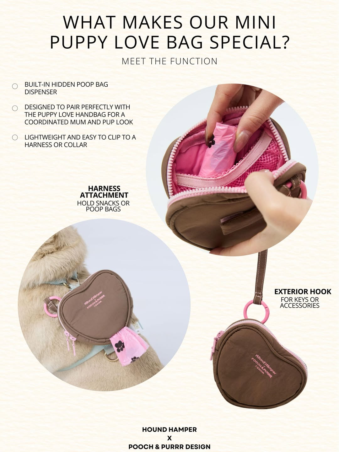 Hound Hamper - Puppy Love Handbag — water-resistant pet parent bag, matches your dog's Mini Bag