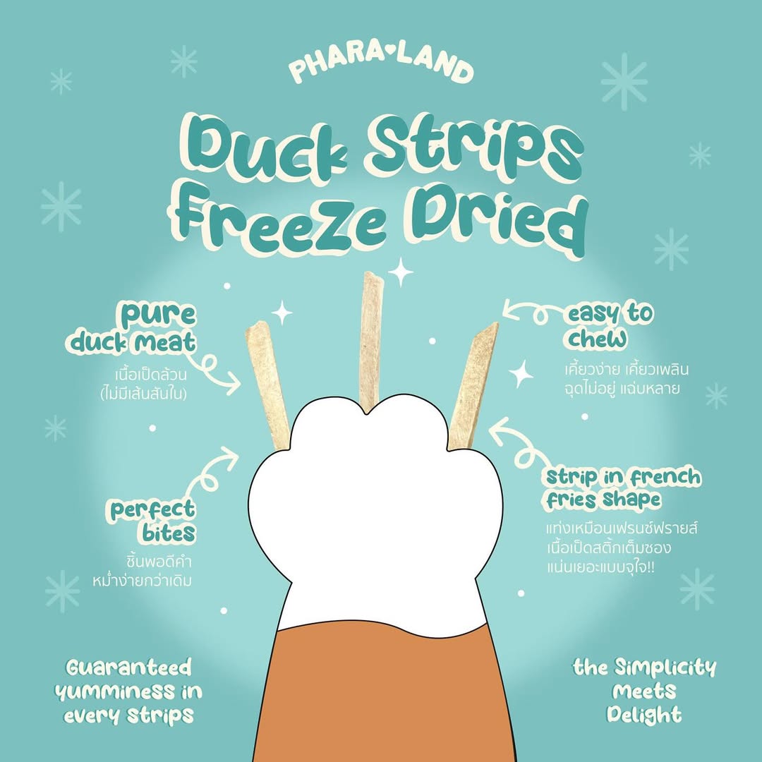 All-natural, easy-to-digest freeze-dried duck treats. Ideal for sensitive stomachs and training.