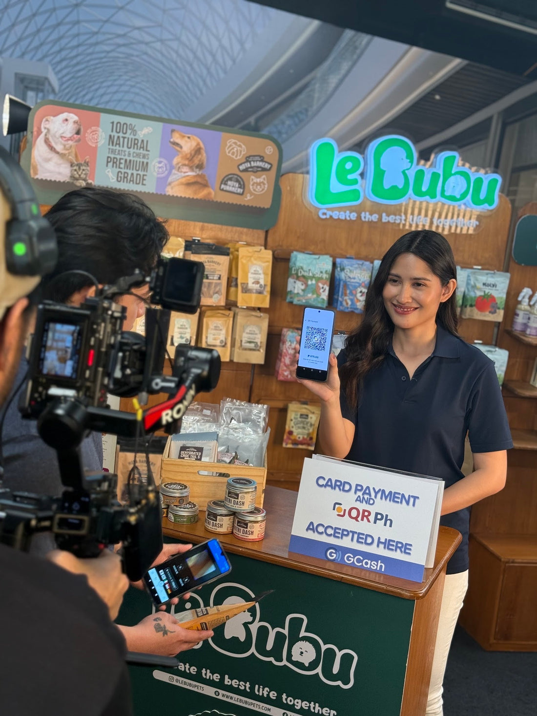 Le Bubu Pets team member filming for GCash's official PocketPay small business campaign