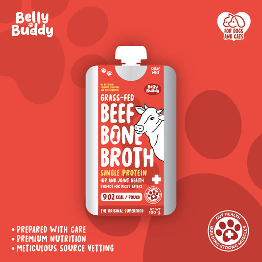 Belly Buddy Grass-Fed Beef Bone Broth for dogs and cats — gut health nutrition from Le Bubu Pets Philippines
