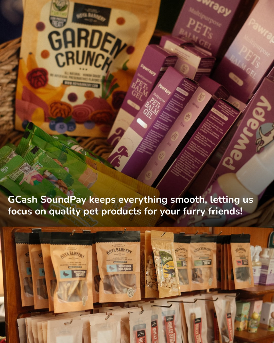 Le Bubu Pets team using GCash SoundPay for fast, hands-free checkout at a pop-up booth with The Modern Market