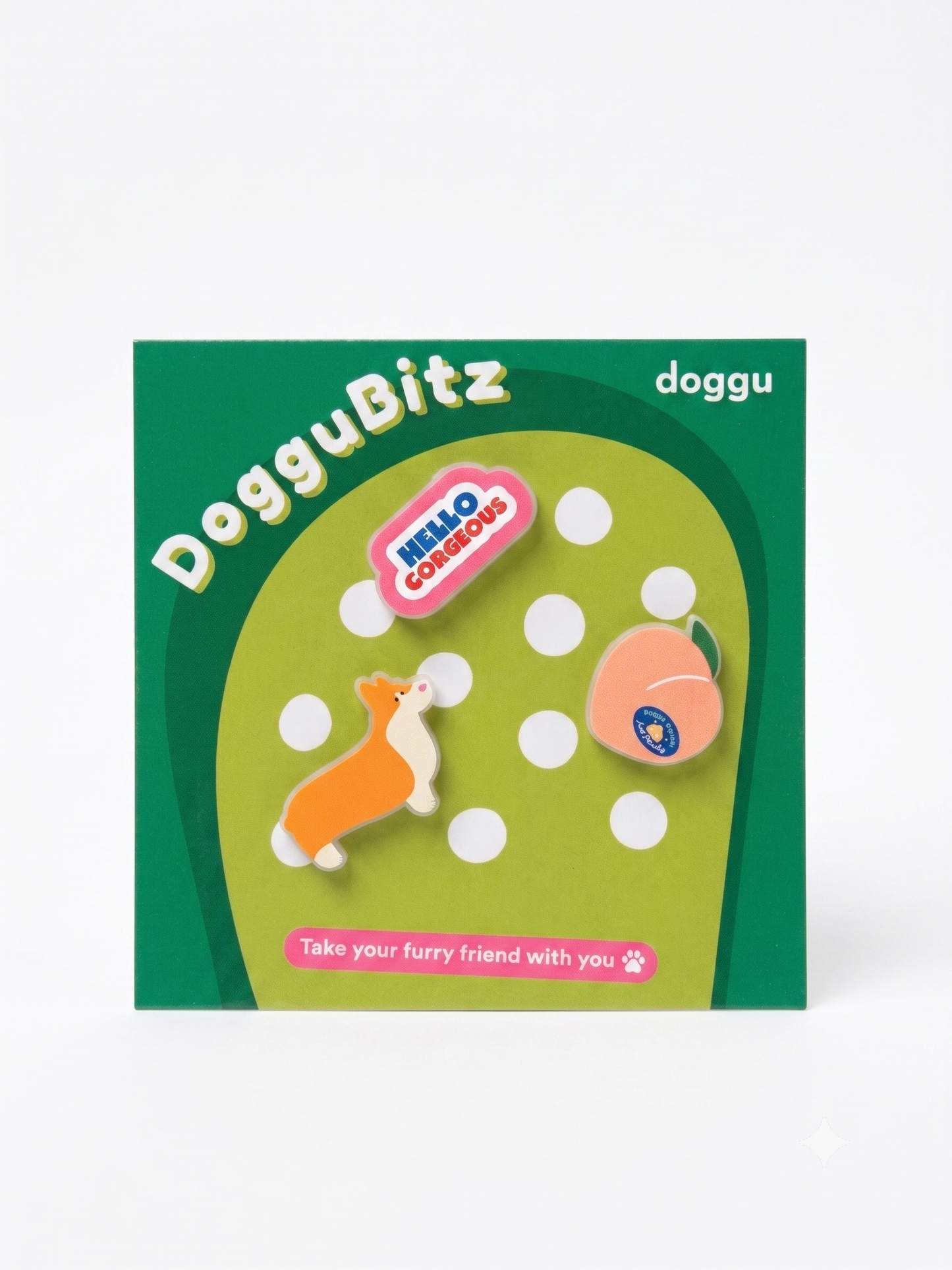 DogguBitz Hello Gorgeous Charm Set – Corgi & Peach Pet Charms