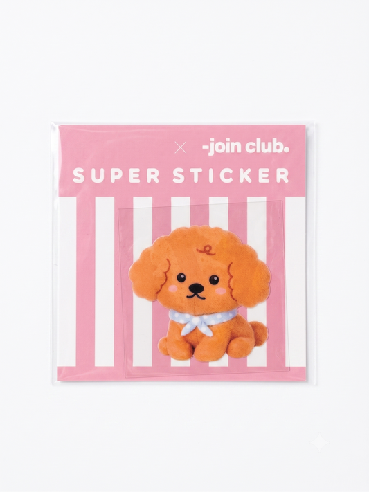 Join the Club Super Sticker – Toy Poodle with White Ribbon
