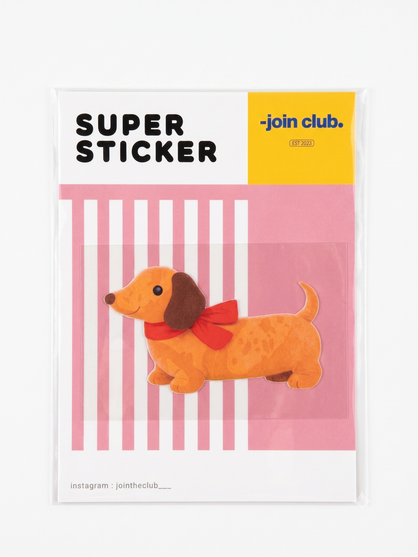 Join the Club Super Sticker – Dachshund with Red Bow (Large)